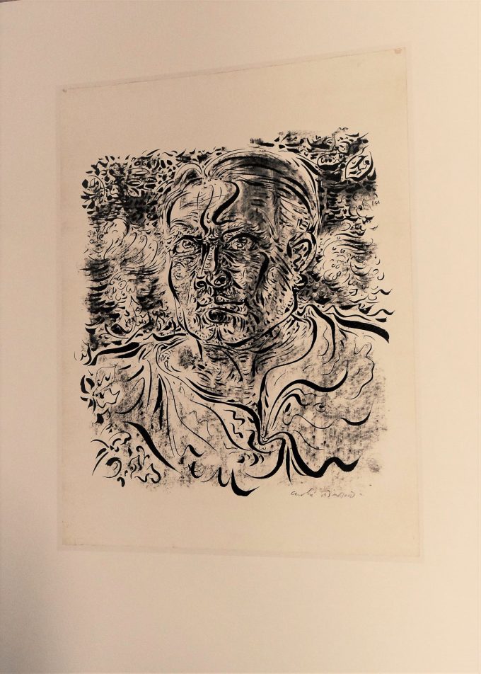 André Masson, surreal self-portrait, black and white engraving, expressionism and drawings, impressionist painting, pictorial aesthetics