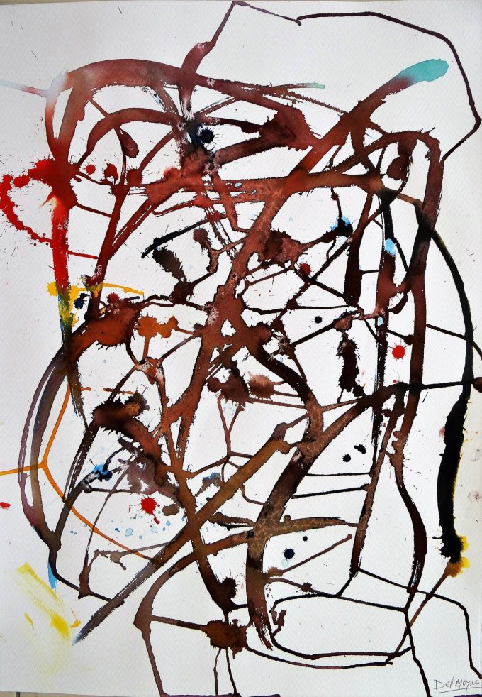 Marc del Moynes, peinture abstraite, imbroglio et méli-mélo, fusion des couleurs, écheveau inextricable, connectivité et pigments, francais