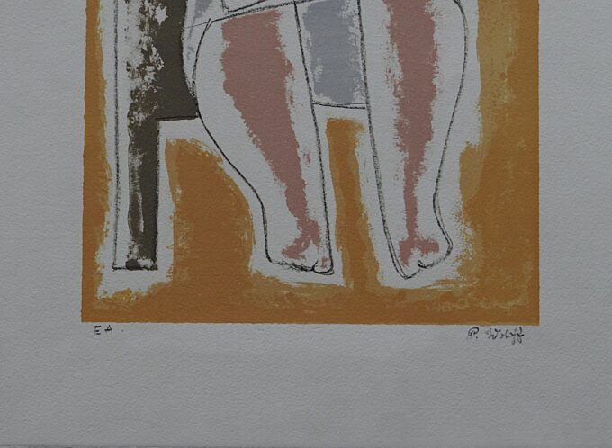 Patrick Wolff, lithographie originale signée, joueuse de cartes, portrait, jeux de société, poker et black jack, casino – Image 3