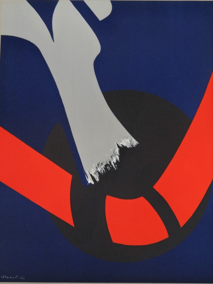 James Pichette, original lithograph, minimalist informal art and abstract art print, bold colors, precise contours, lyrical abstraction,