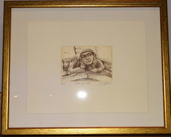 Michèle Feltrin, Intaglio engraving on signed and numbered copper plate, medieval sculptures, church gargoyles, heritage, medieval atmosphere, sculpted Gothic facades