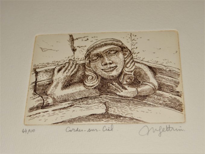 Michèle Feltrin, Intaglio engraving on signed and numbered copper plate, medieval sculptures, church gargoyles, heritage, medieval atmosphere, sculpted Gothic facades - Image 2