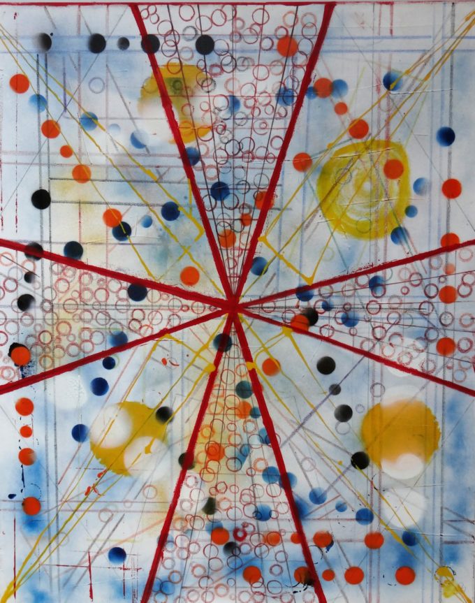 Marc del Moynes, abstract painting, acrylic on canvas, À genoux frères !