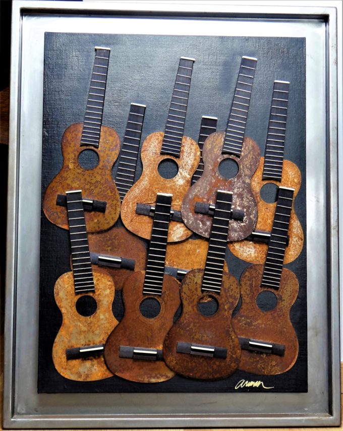 Arman, painting-sculpture, title Cavaquinho