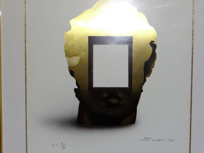 Sacha Sosno, original signed work, the head squared, metallo engraving, - Image 2