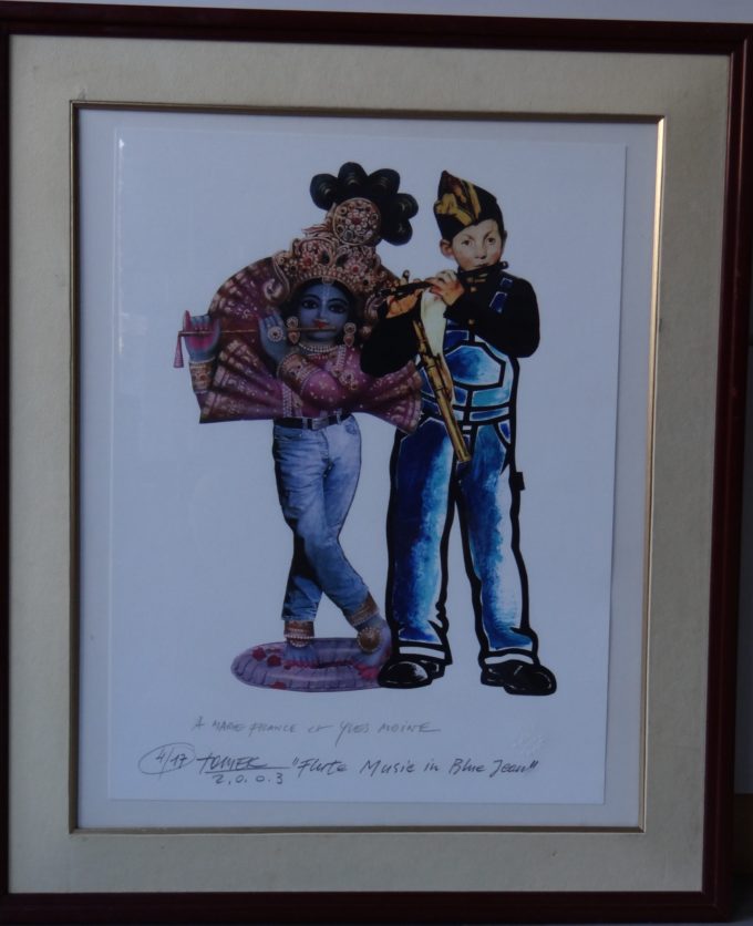 Tomek Kawiak, original lithograph signed, numbered and dedicated, the flute player,