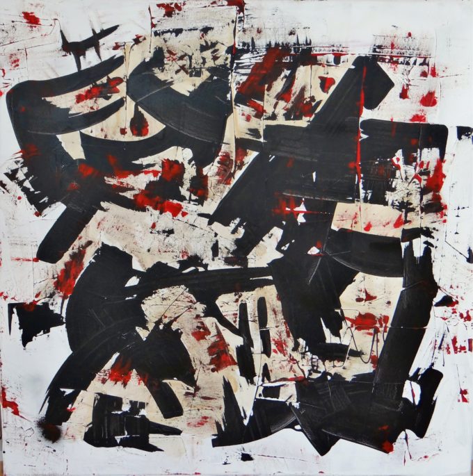 Marc del Moynes, acrylic painting on canvas. Title: Rouge Japon