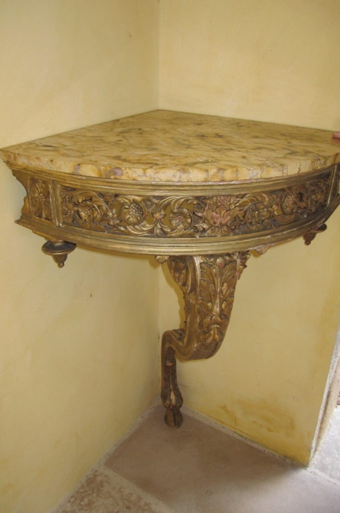 Small corner console, Louis XVI style, with marble top - Image 2