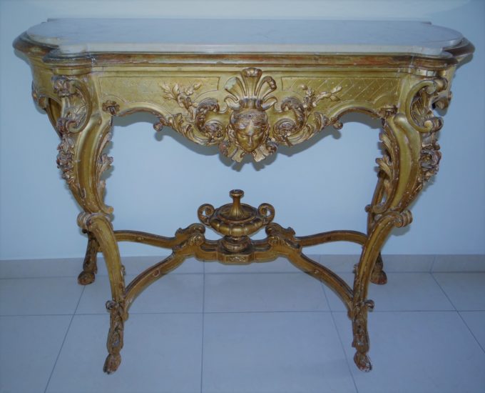 Louis XVI style console with marble top