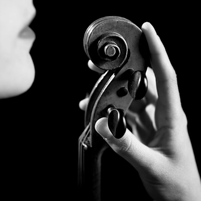 Portrait of a violinist, HD fine art photography, woman and violin, classical music, mastery of the instrument, gift idea for musician,