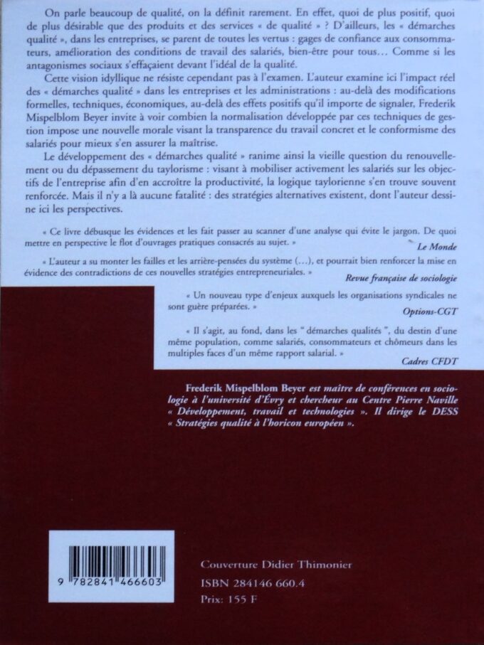 Au-delà de la qualité, démarches de qualité, conditions de travail, politiques du bonheur (livre) – Image 2
