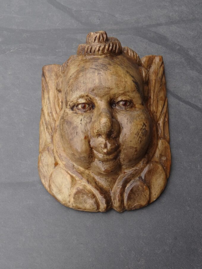 Carved wooden angel head from Mexico, sculpture of a cherub, vintage mask, cherub face, wall statue, Latin American crafts,
