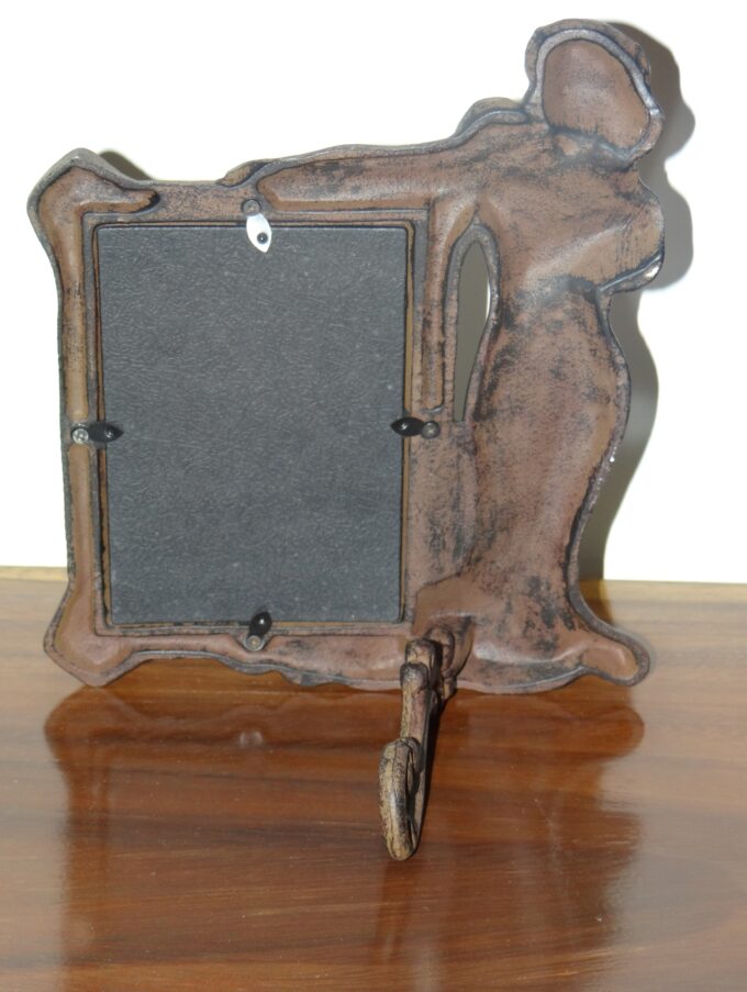 Cast iron frame and statue, Art Nouveau, vintage mirror, idealized woman, slender figure, art world, female representation, - Image 4