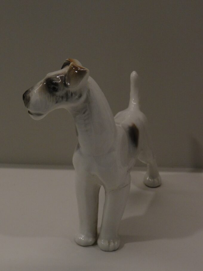 Statue vintage en porcelaine, Fox terrier, chien de chasse, Milou le célèbre chien de Tintin, bandes dessinées, Aventures de Tintin, cabot, – Image 4