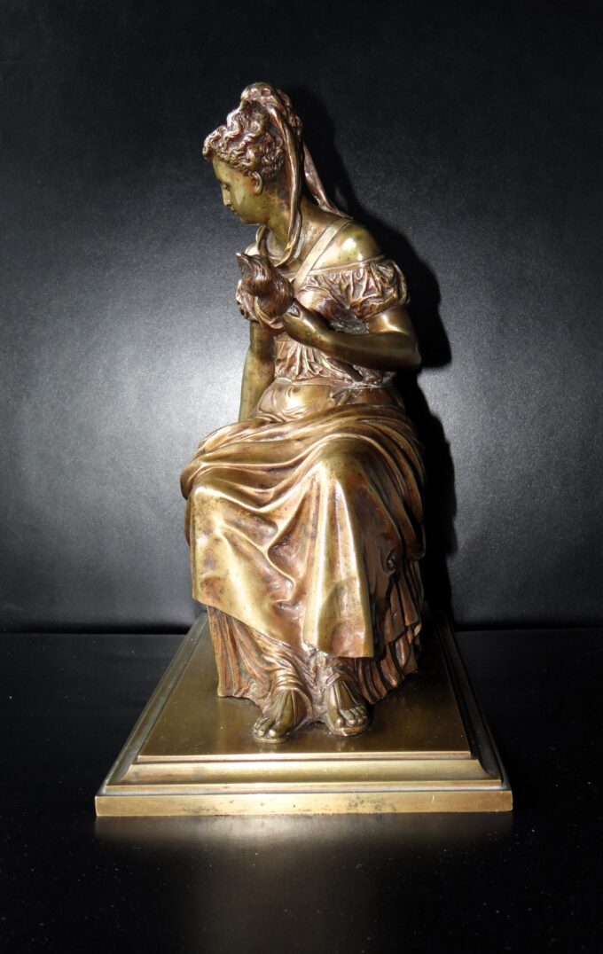 Bronze statue signed by Eutrope Bouret, neoclassical bronze, historical themes and mythology, French antiquity, - Image 3