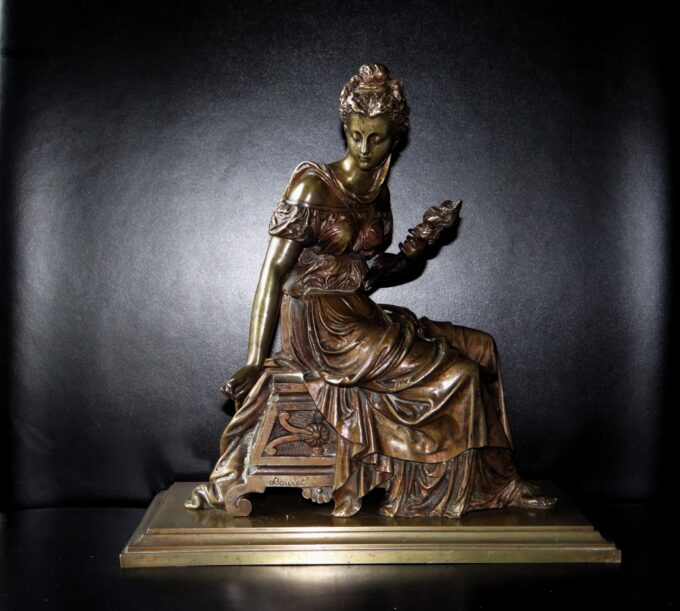 Bronze statue signed by Eutrope Bouret, neoclassical bronze, historical themes and mythology, French antiquity,