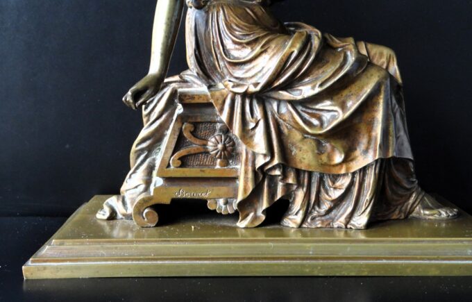 Bronze statue signed by Eutrope Bouret, neoclassical bronze, historical themes and mythology, French antiquity, - Image 5