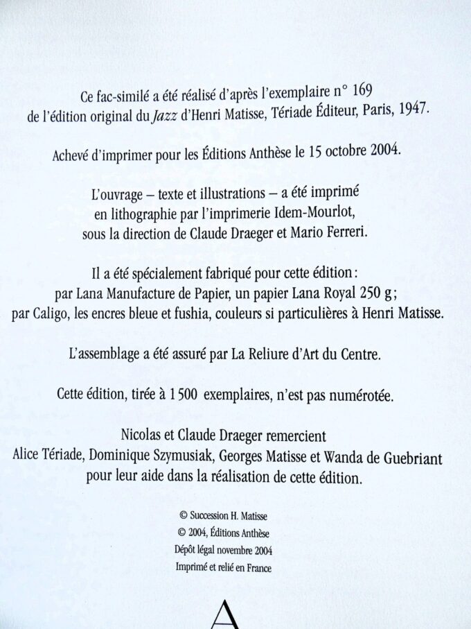 Jazz, Henri Matisse, Tériade edition, 2004 (livre) – Image 10