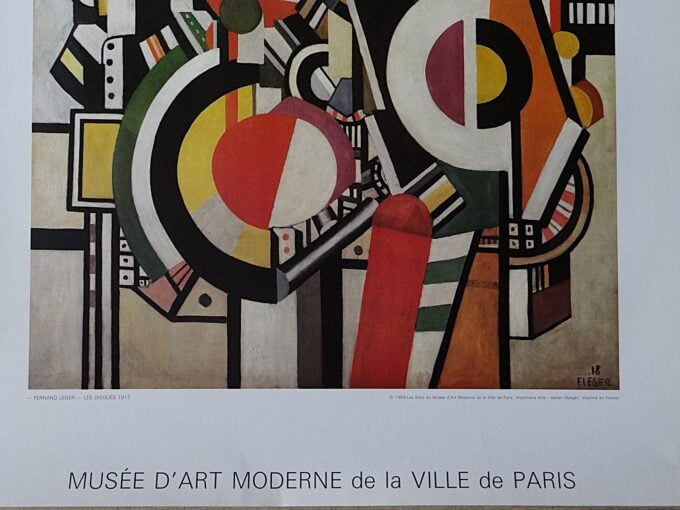 Fernand Léger, affiche originale d'exposition, 1984, les disques dans la ville, peinture cubiste, décor géométrique, cercles concentriques, – Image 4