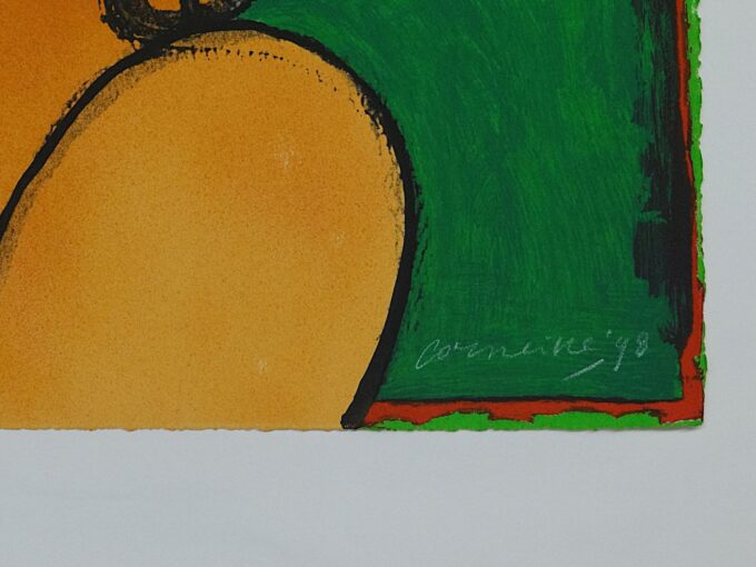 Guillaume Corneille, the woman with the cat, original signed lithograph, Dutch painter, portrait, extravagant woman, love of cats, - Image 4