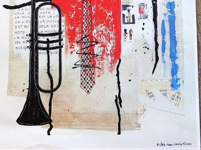 Jacq Kino, signed and numbered art print, the trumpeter, music is beyond words, - Image 3