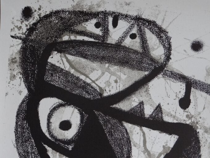 Joan Miro, impression lithographique, personnage énigmatique ou oiseau ? Catalogne, artiste espagnol, 1980, – Image 2