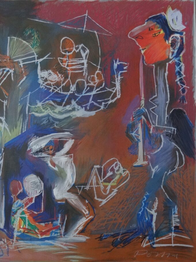 Julio Pomar, original signed lithograph, Ulysses and the two sirens, influential Portuguese artist in the 20th century, modernism and surrealism, - Image 3