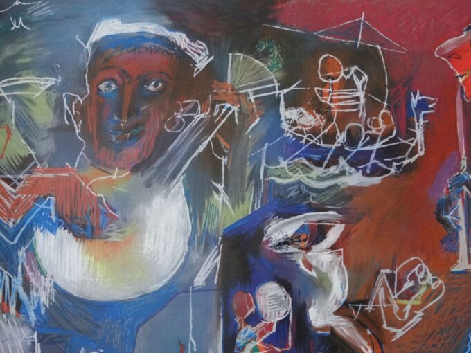 Julio Pomar, original signed lithograph, Ulysses and the two sirens, influential Portuguese artist in the 20th century, modernism and surrealism, - Image 4