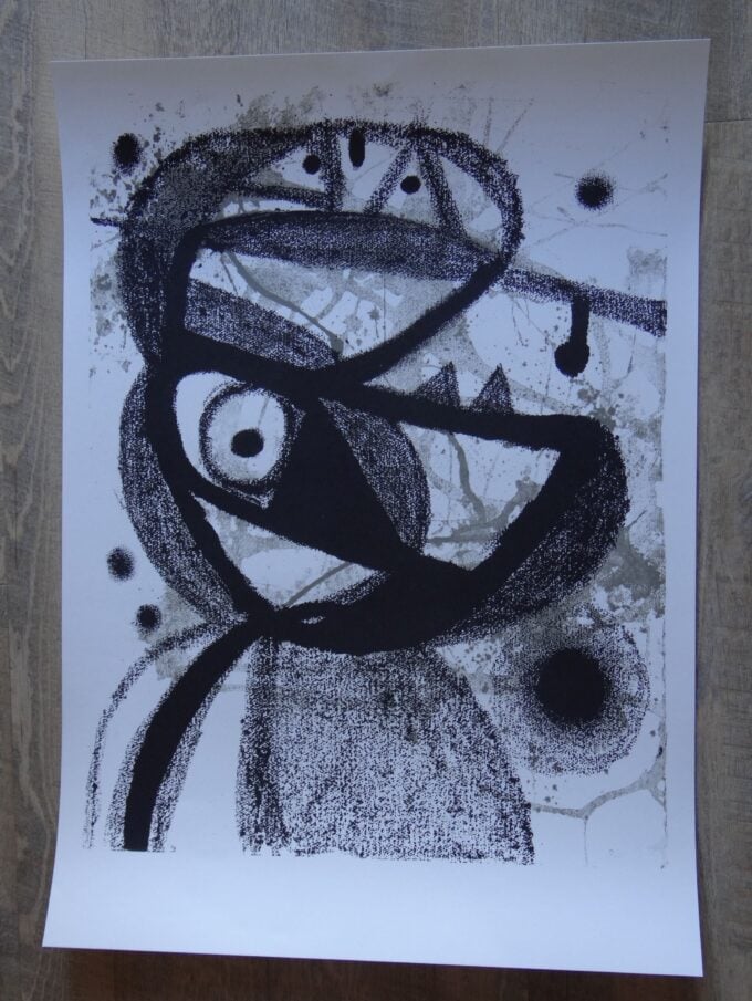 Joan Miro, impression lithographique, personnage énigmatique ou oiseau ? Catalogne, artiste espagnol, 1980, – Image 5