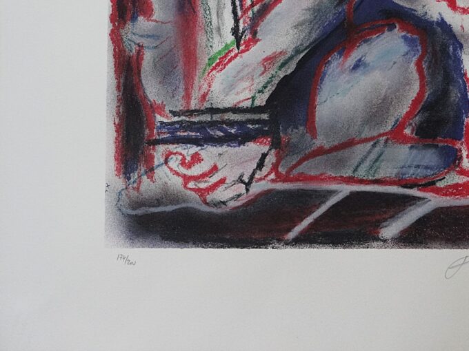 Julio Pomar, lithographie originale signée, future maman, famille en devenir, dialogue dans le couple, intimité du couple, marin et sa femme – Image 4
