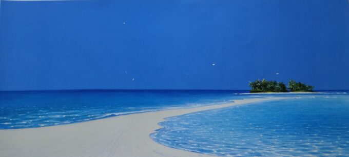 Werner Eick, affiche originale 2001, photographie d'art panoramique, Île paradisiaque sous le soleil, plage de rêve, vacances et tropiques, – Image 2