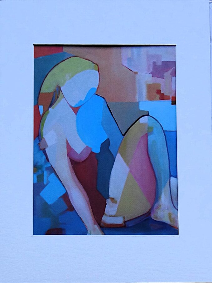 Original lithograph on vellum paper, portrait of a woman, cubist character, Alejandra S.