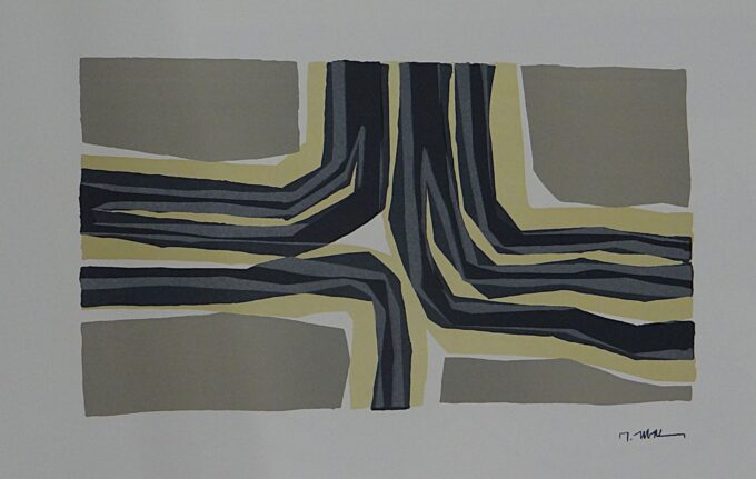 Raoul Ubac, abstract lithograph, trompe-l'oeil, shapes and colors, twists, plowing and furrows, Franco-Belgian artist, abstract art,