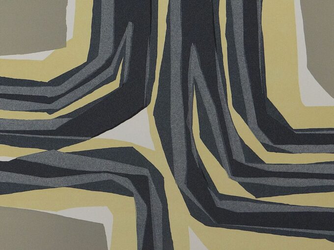 Raoul Ubac, abstract lithograph, trompe-l'oeil, shapes and colors, twists, plowing and furrows, Franco-Belgian artist, abstract art, - Image 3