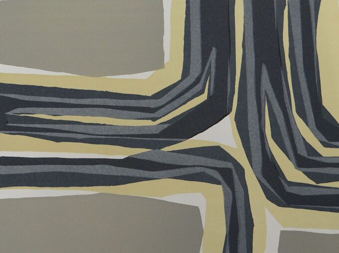 Raoul Ubac, abstract lithograph, trompe-l'oeil, shapes and colors, twists, plowing and furrows, Franco-Belgian artist, abstract art, - Image 5