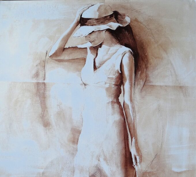 Original poster by Selime, thoughtful young woman walking on a beach, THE woman of your life, - Image 2