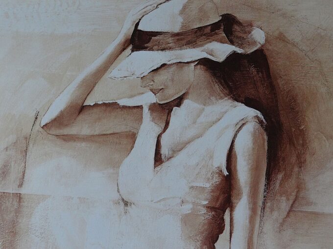 Original poster by Selime, thoughtful young woman walking on a beach, THE woman of your life, - Image 4