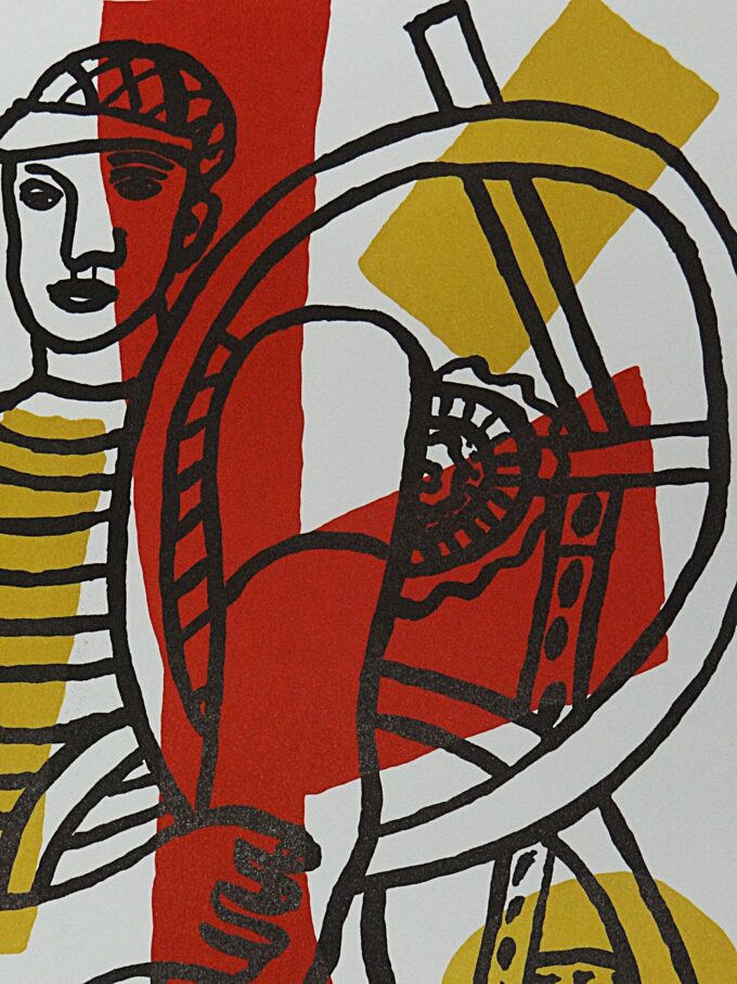 Fernand Léger, the cyclist, cubist style, decoration on the bicycle, bicycle and cycle races, lithographic print, - Image 4