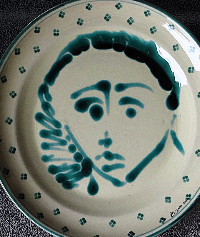 Large ceramic dish, bottle green face, Italian pottery, Nicola Fasano - Image 2