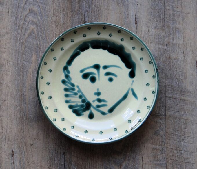 Large ceramic dish, bottle green face, Italian pottery, Nicola Fasano - Image 7