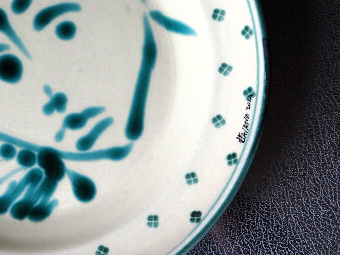 Large ceramic dish, bottle green face, Italian pottery, Nicola Fasano - Image 3
