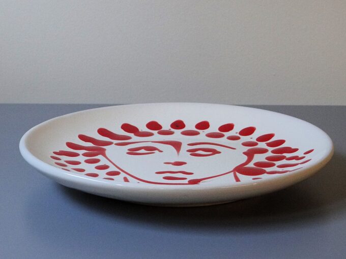 Nicola Fasano ceramics, small plate, pottery with red face, handmade in Italy - Image 3