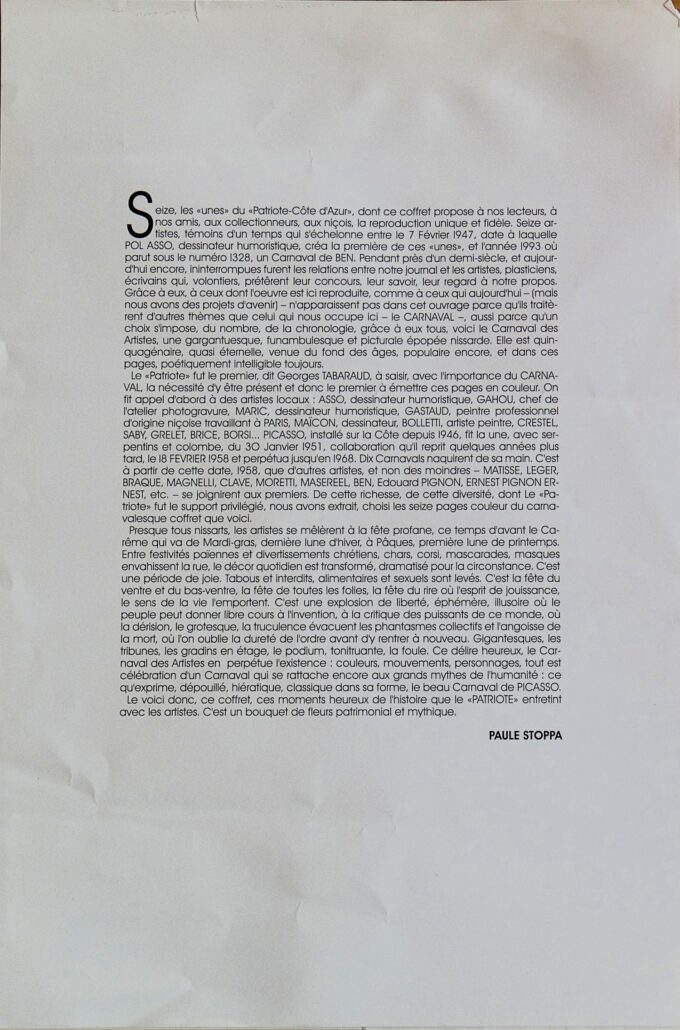 Le Carnaval des artistes, Le Patriote, De Picasso a Ben (book) - Image 2