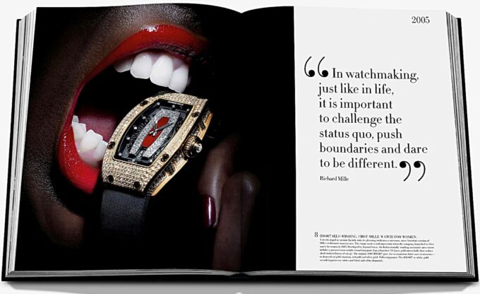 photo of a richard mille watch in a woman's mouth