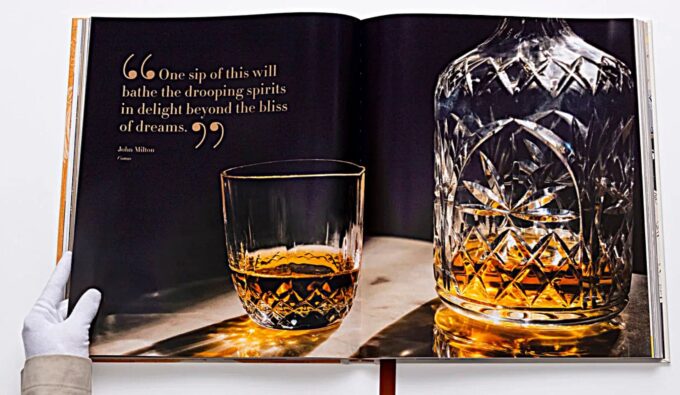 photos of bottle and glass of whiskey