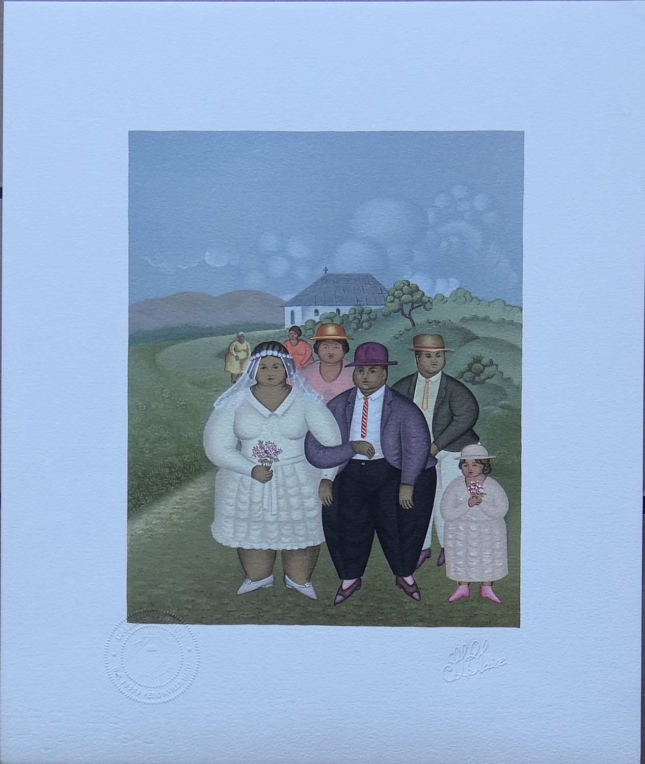 Le Mariage par Saint-Louis Blaise Lithographie Haïtienne Originale 39×32,5 cm